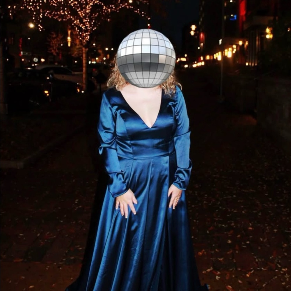 MacDuggal Blue Satin Evening Gown- size 10
